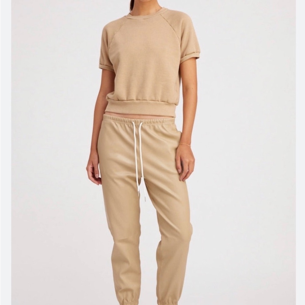 SPRWMN Tan Leather Joggers